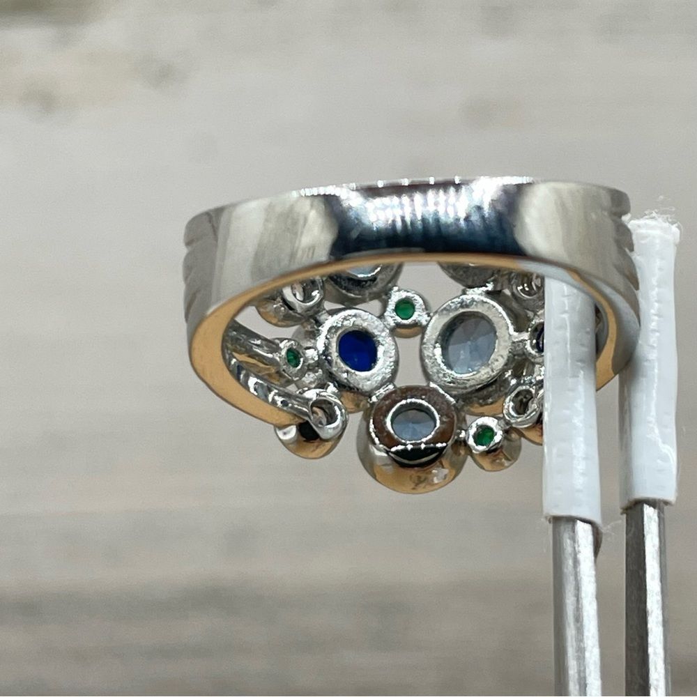 Beautiful Statement Bubble Blue White Sapphire Di… - image 3